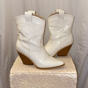 White Croc Cowgirl Boots